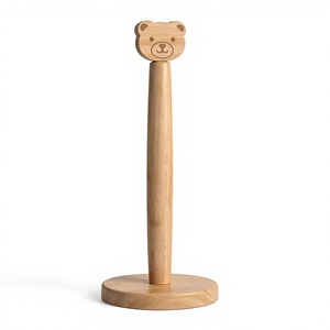 Cute Bear Wooden Tissue Holder <b>Freestanding</b> Paper <b>Rack</b> for Bathroom- Kitchen Home Decor - Product Image 4