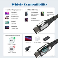 Câble de Recharge Rapide USB-C 100W avec Affichage Numérique, 5A pour MacBook Pro et Appareils USB-C