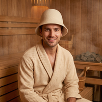 Chapeau de sauna unisexe réutilisable en feutre doux et écologique à large bord pour hommes et femmes, soin des cheveux