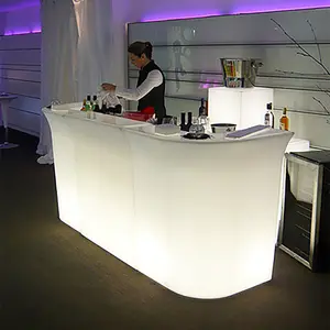 Plastic rechargeable waterproof LED glowing Corner bar counter for home night club bar counter design led light table haute bar