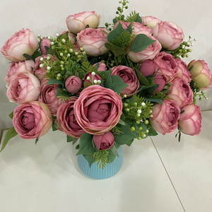 Bouquet de camélias artificiels Merlin 30cm-100cm, fleurs en soie avec bourgeons pour décoration de mariage et de maison - Product Image 1