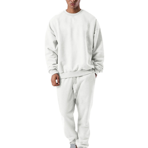 Ensemble de survêtement en molleton de coton respirant, col rond, couleur unie, coupe classique, pour l'automne - Product Image 2