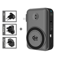 Batterie externe magnétique sans fil semi-solide 65W PD3.0 à charge rapide avec câble rétractable 10000mAh, affichage LED, Type-C, portable