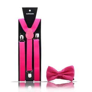Оптовая продажа, однотонные подтяжки для мужчин, черные регулируемые подтяжки для жениха с галстуком-бабочкой для мужчин