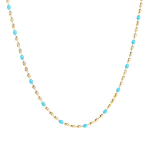 Collar de Cadena de Acero Inoxidable con Esmalte y Baño de Oro de 18K, Diseño de Moda 2025, Venta al Por Mayor |   Gargantilla de cadena para clavícula que no se decolora para mujer - Product Image 1