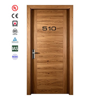Porte d'hôtel en bois ignifugée certifiée UL, insonorisée et résistante au feu pendant 20 à 90 minutes, porte simple commerciale ignifugée et cadre résistant au feu