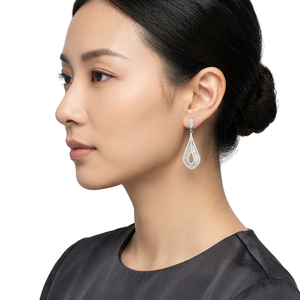 Pendientes Colgantes de Plata de Ley 925 con Diamantes Blancos Naturales de Corte Baguette Redondos para Mujer, 2.89 Ct, Joyería al por Mayor para Bodas - Product Image 2