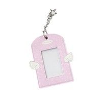 Porte-cartes en cuir PU à pois Ailes d'ange, porte-clés pendentif 3 pouces pour photocarte Kpop, Polaroid, breloque de sac