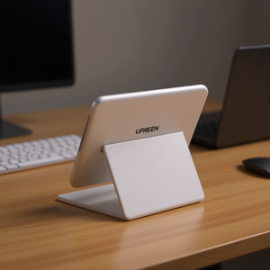 Ugreen Adjustable <b>Tablet</b> <b>Stand</b> Desktop Holder White Plastic 12.5 Cm Height 100 Degree Rotation Clamp Mount <b>for</b> Single <b>Tablet</b> PC - Product Image 2