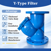 Filter Hidrolik Tipe Y Berflens GL41 Pipa Tahan Api Besi Ulet Baja Karbon Boiler Kimia Pemisah Padatan-Cair Air Limbah