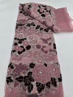NI.AI Nouveauté Tissu en dentelle de velours perlé à sequins pour robes de mariée africaines