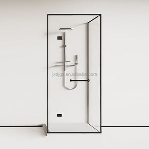 Porte de <span class=keywords><strong>douche</strong></span> carrée sans cadre en verre italien de luxe de haute qualité, plateau rectangulaire, barre porte-serviettes, écran de baignoire populaire pour salle de bain - Product Image 4