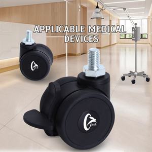 Professioneller Hersteller 2 2,5 Zoll Verfügbar M10*15 Schaft Schwarze Radrollen für Manuelle Rollstühle TPE-Rollen mit Feststellbremse - Product Image 1