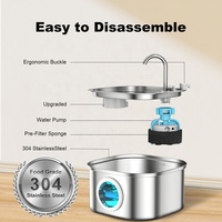 Fontaine d'eau pour animaux de compagnie en acier inoxydable 3.2L USB DC 5V Distributeur d'eau pour chat Fontaine à boire silencieuse pour chat