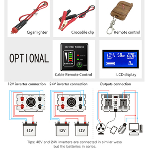 Convertidor de Energía Fuera de la Red 12V 24V 48V a CA 110V 220V 230V 300W 500W 1000W 2000W 3000W 5000W Onda Pura REP-300-6000 de Alta Potencia - Product Image 5