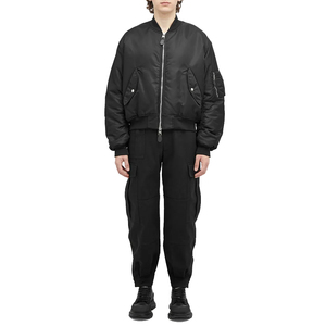 <strong>Custom</strong> Oversize Cropped Black Zip Up <strong>MA</strong>-1 Bomber Jacket Blank Flight Jacket for Men - Product Image 3