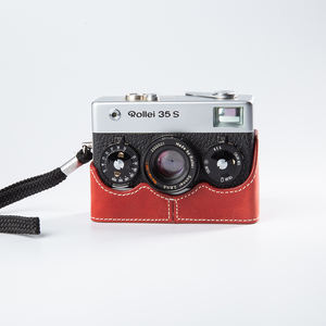 Retro gerçek deri kamera çantası <span class=keywords><strong>Rollei</strong></span> 35 S fotoğraf çantası koruyucu kılıf için el yapımı hakiki kamera yarım vaka özelleştirmek - Product Image 2