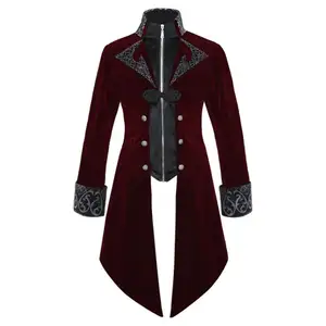 Mannen Steampunk Slanke Jas Goochelaar Cosplay Coldker Halloween Carnaval Middeleeuws Kostuum Gothic Court Revers Gespen Smoking Jas