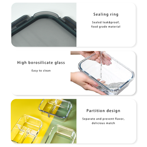 Hộp đựng thức ăn thủy tinh kín khí đa năng, có thể dùng trong lò vi sóng, kèm nắp đậy chắc chắn - Product Image 3