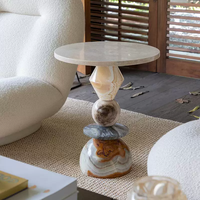 Table d'appoint en marbre haut de gamme, finition naturelle, meuble décoratif pour hôtel, maison, salon, table basse