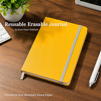 Carnet de notes professionnel de luxe A5 avec sangle, logo personnalisé, reliure cousue, 100 feuilles, imperméable, réutilisable, en papier de pierre, pour étudiant