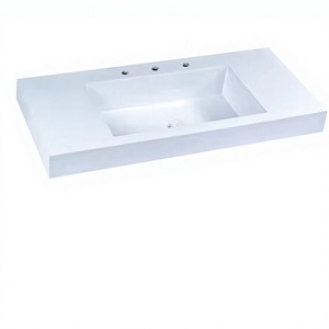 Vente en gros directe usine Domo R1000-07 Lavabo de salle de bain d'hôtel en résine au design moderne à poser sur comptoir facile à nettoyer - Product Image 1