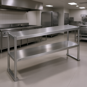 Mesa de Preparación de Doble Nivel Vevor, 12 x 48 Pulgadas, Acero Inoxidable, Altura Ajustable, Fabricación Comercial de Acero para Cocina - Product Image 2