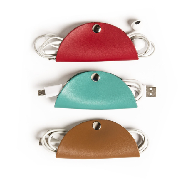 Factory Direct PU Leather Earphone Data Cable Holder Earphone Storage Winder Wire Organizer USB Charger Wire Cord Organizer