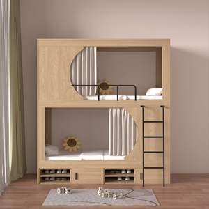 Cama Literas Moderna de Metal con Escaleras, Diseño Tipo Loft para Dormitorio, Apartamento, Hotel o Escuela - Product Image 2