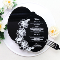 Tarjeta de Menú de Acrílico Negro con Forma Irregular Personalizada con Texto en Lámina Blanca para Eventos de Celebración de Cumpleaños/Bodas/Navidad