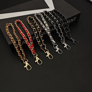 PHONECASE de cuero PU a la moda <span class=keywords><strong>para</strong></span> mujer, accesorios de cordón <span class=keywords><strong>para</strong></span> teléfono móvil, cadena de eslabones de recogida cruzada oblicua, colgante antipérdida - Product Image 3