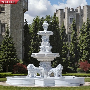 आप कस्टम यूरोपीय चेटेऊ एस्टेट आउटडोर सजावट शानदार प्राचीन प्राचीन विशाल बगीचे हाथ से नक्काशीदार संगमरमर सिंह फव्वारा बिक्री के लिए - Product Image 6