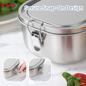 Thép không gỉ Hộp Ăn Trưa với nắp tre hoặc nắp thép cho trẻ em thép không gỉ <span class=keywords><strong>Snack</strong></span> hộp đựng thức ăn cho các trường học/làm việc - Product Image 2