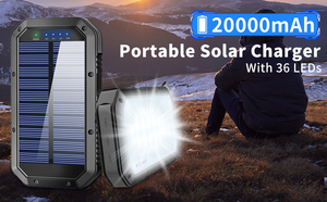 Banco de Energía Solar ES982S, Carga Inalámbrica Portátil de 20000 mAh, Ultra Delgado, con 36 LED - Product Image 2