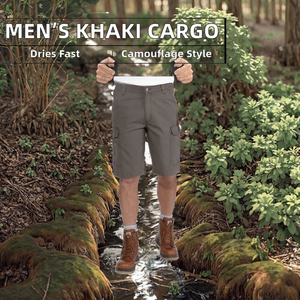 Shorts Cargo Décontractés pour Homme en Coton Kaki à Taille Régulière avec Logo Personnalisé, Cordon de Serrage, Boucles de Ceinture et Poches Latérales Camouflage - Product Image 2