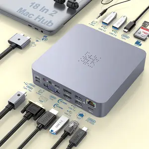 坞站4k三重显示器MacBook Pro HDMI适配器18 in 2 USB C适配器，用于MacBook Pro Air Mac HDMI dmi Dock USB C加密狗