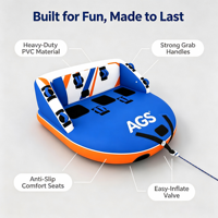 Bouée gonflable tractable pour 3 personnes, en PVC, pour sports nautiques, flotteur triple pour lac, rivière, mer, vente en gros