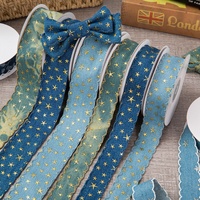 Grand rouleau de ruban en denim métallique à étoiles, 50 yards, accessoires DIY, chaussures, chapeaux, emballage cadeau, nœud papillon