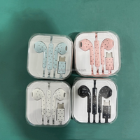 Earphone Berkualitas Tinggi Tipe C Bermotif Polkadot, Headset Stereo dengan Mikrofon dan Kontrol Volume di Kabel, untuk Kantor dan Perjalanan