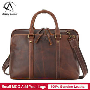 Sac à main pour homme Andong en cuir de vachette rétro pour ordinateur portable de 15,6 pouces, sac à bandoulière pour homme, sac messager en cuir Crazy Horse - Product Image 1
