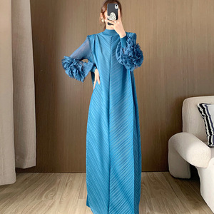 PY 2026 Summer New Arrival Elegant Plus Size Pleated Dress Fashion Casual Long Sleeve Maxi Dress Online Wholesale Shop - Product Image 2
