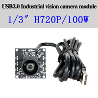 1MP H65 Usb endüstriyel kamera modülü 2.9mm 90 derece bozulmasız HD kızılötesi 1/3 "PCBA için Android USB