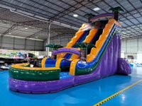 Toboggan aquatique gonflable commercial de 22 pieds, motif palmiers, pour enfants et adultes – Grande vente pour aires de jeux extérieures