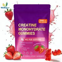 Gommes à la créatine monohydratée 5000 MG par portion, saveur fraise, sans sucre, sans gluten, collagène, BCAA, 60 unités, complément alimentaire