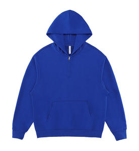 Y-X Nuova Felpa con Cappuccio Personalizzabile di Alta Qualità con Mezza Zip, Tinta Unita, in Pile Leggero e Velluto Francese per <span class=keywords><strong>Uomo</strong></span> - Product Image 2