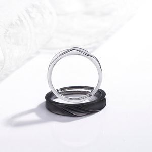 Anillos De Pareja Korean Black Silver Couple <b>Rings</b> Gift Trendy Open <b>Adjustable</b> <b>Rings</b> Fashion Simple Designer <b>Rings</b> for Couple - Product Image 4