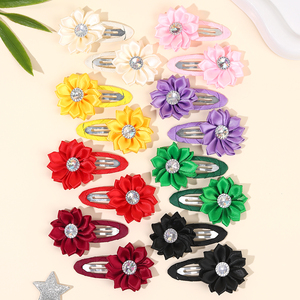 CN 8PCS Mini Pinces à <span class=keywords><strong>Cheveux</strong></span> Florales en Satin Printemps-Été, Multicolores, à Pression, pour Filles, Coiffure de Mariage - Product Image 1