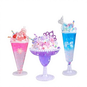 Kit d'activités manuelles DIY pour enfants : Pâte à modeler cristalline pour jeux alimentaires, thème Parcours des desserts en forme de coupes de crème glacée, boîte colorée - Product Image 1