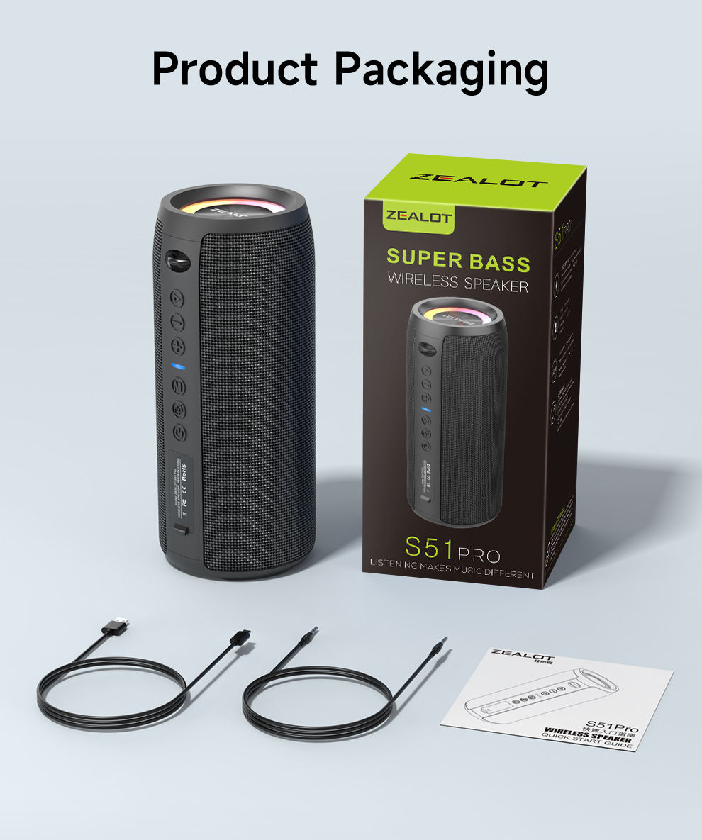 40W Zealot S51pro Subwoofer - Wireless Speaker with TF Card