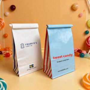 Bolsas de Papel Antigrasa para Dulces al por Mayor, Materiales Reciclados de Grado Alimenticio, Tamaño Personalizable para Empaque de Dulces y Galletas, OEM/ODM Disponible - Product Image 1